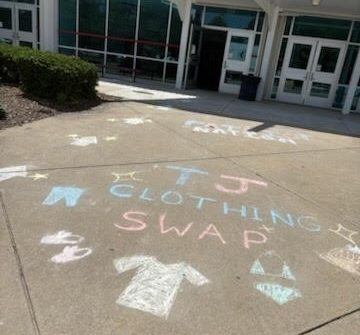 TJ's NHS student-created the clothing swap entrance