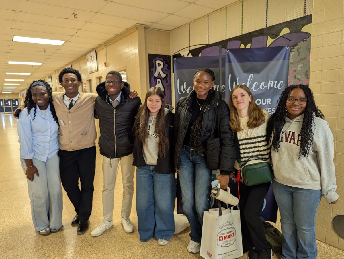 Pictured: L to R: Lexine Owusu-Amaya, Bryson Davis, Jayden Yokwan, Valerie Turcios Quinteros, Temi Oluboyo, Thora Mintz, Eliana Bafor